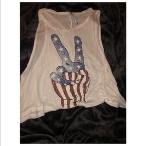 ‘American Flag Peace’ tank top/ crop top
